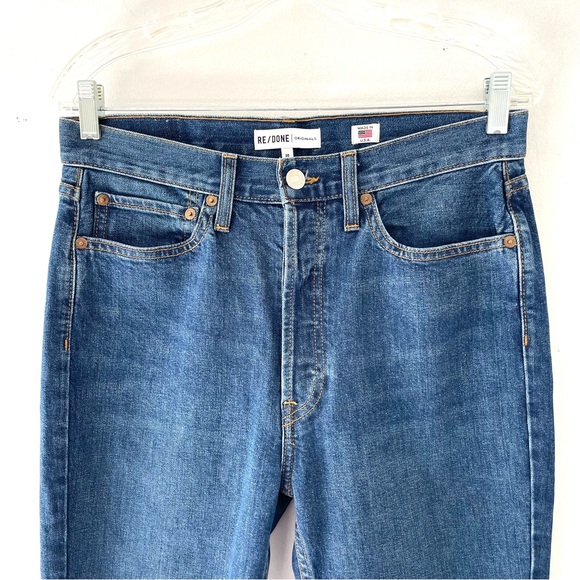 Re/Done High Rise Ankle Crop Stretch Denim Blue Jeans Size 30 - Picture 3 of 10